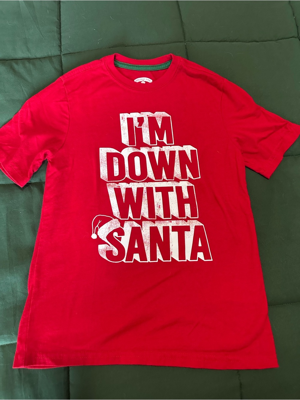 Red Kids Holiday Graphic Tee - "I'm Down With Santa"